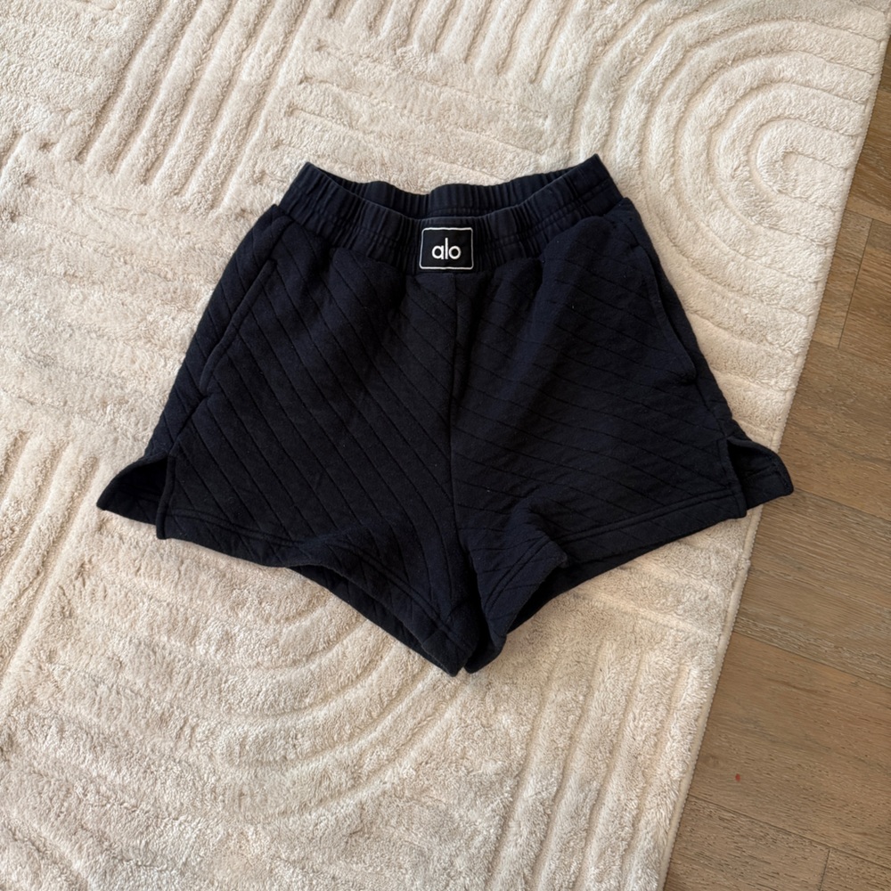 ALO Yoga Black Quilted Athletic Shorts
